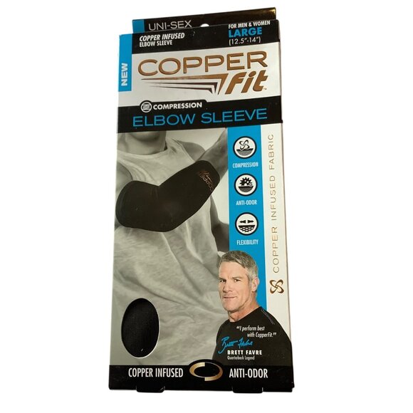 Copper Fit Compression Elbow Sleeve Large Unisex Copper Infused Anti-Odor Fabric - Picture 1 of 8